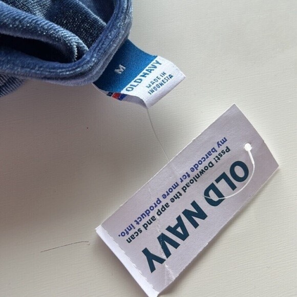 Womens Bodysuit By Old Navy Size M blue Navy long sleeve neck velvet. - Picture 5 of 8